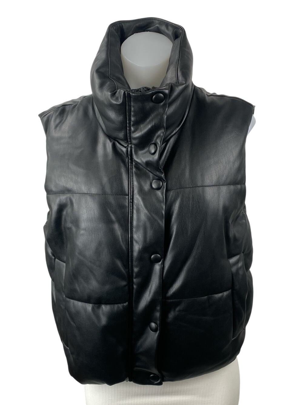 Zara Women's Black Stand Collar Sleeveless Puffer Quilted Vest Jacket Size S